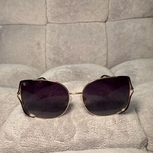 Gold Frame Black Gradient Women's Oversized Sunglasses